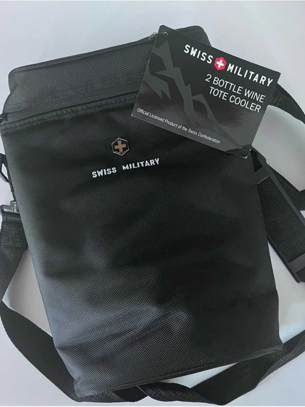 Swiss + Military Black 2-Bottle Insulated Wine Tote NWT